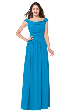 ColsBM Tatiana Cornflower Blue Antique A-line V-neck Sleeveless Pleated Plus Size Bridesmaid Dresses