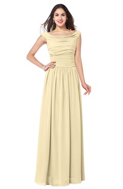 ColsBM Tatiana Cornhusk Antique A-line V-neck Sleeveless Pleated Plus Size Bridesmaid Dresses