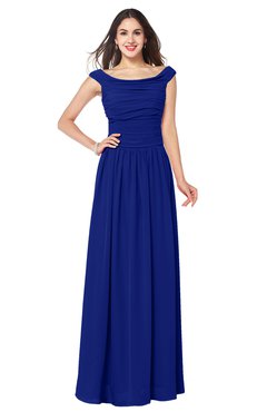ColsBM Tatiana Electric Blue Antique A-line V-neck Sleeveless Pleated Plus Size Bridesmaid Dresses