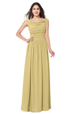 ColsBM Tatiana Gold Antique A-line V-neck Sleeveless Pleated Plus Size Bridesmaid Dresses