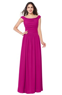 ColsBM Tatiana Hot Pink Antique A-line V-neck Sleeveless Pleated Plus Size Bridesmaid Dresses