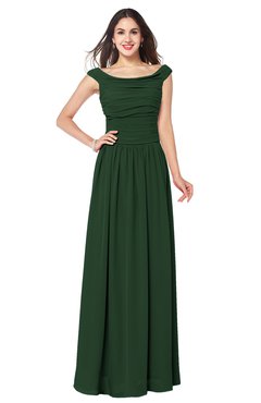 ColsBM Tatiana Hunter Green Antique A-line V-neck Sleeveless Pleated Plus Size Bridesmaid Dresses