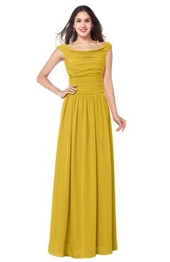 ColsBM Tatiana Lemon Curry Antique A-line V-neck Sleeveless Pleated Plus Size Bridesmaid Dresses