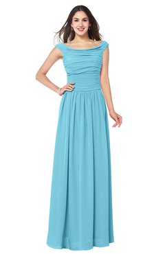 ColsBM Tatiana Light Blue Antique A-line V-neck Sleeveless Pleated Plus Size Bridesmaid Dresses