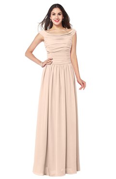 ColsBM Tatiana Peach Puree Antique A-line V-neck Sleeveless Pleated Plus Size Bridesmaid Dresses