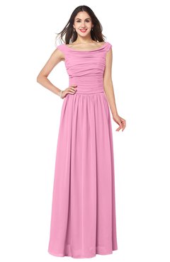 ColsBM Tatiana Pink Antique A-line V-neck Sleeveless Pleated Plus Size Bridesmaid Dresses