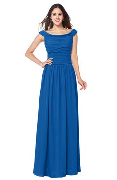 ColsBM Tatiana Royal Blue Antique A-line V-neck Sleeveless Pleated Plus Size Bridesmaid Dresses