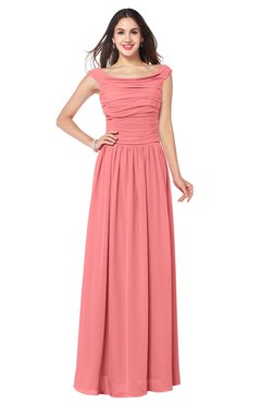 ColsBM Tatiana Shell Pink Antique A-line V-neck Sleeveless Pleated Plus Size Bridesmaid Dresses