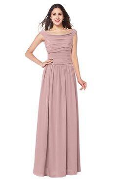 ColsBM Tatiana Silver Pink Antique A-line V-neck Sleeveless Pleated Plus Size Bridesmaid Dresses