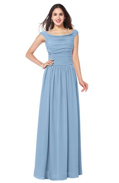 ColsBM Tatiana Sky Blue Antique A-line V-neck Sleeveless Pleated Plus Size Bridesmaid Dresses