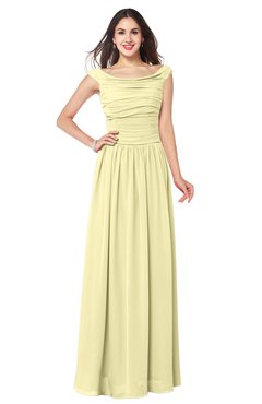 ColsBM Tatiana Soft Yellow Antique A-line V-neck Sleeveless Pleated Plus Size Bridesmaid Dresses