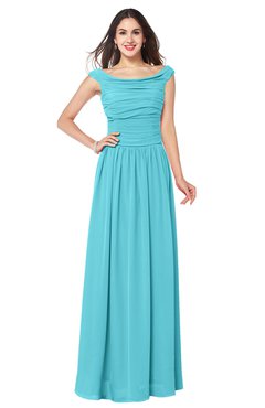 ColsBM Tatiana Turquoise Antique A-line V-neck Sleeveless Pleated Plus Size Bridesmaid Dresses