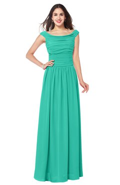 ColsBM Tatiana Viridian Green Antique A-line V-neck Sleeveless Pleated Plus Size Bridesmaid Dresses
