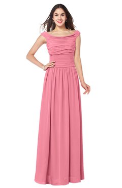 ColsBM Tatiana Watermelon Antique A-line V-neck Sleeveless Pleated Plus Size Bridesmaid Dresses