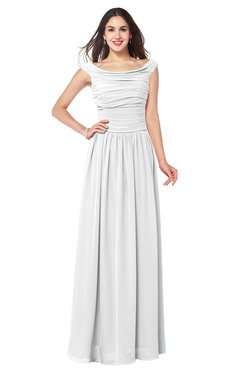 ColsBM Tatiana White Antique A-line V-neck Sleeveless Pleated Plus Size Bridesmaid Dresses