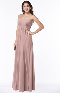 ColsBM Crystal Blush Pink Plain Empire Sleeveless Chiffon Ruching Plus Size Bridesmaid Dresses