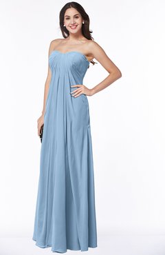 ColsBM Crystal Dusty Blue Plain Empire Sleeveless Chiffon Ruching Plus Size Bridesmaid Dresses