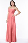 ColsBM Crystal Shell Pink Plain Empire Sleeveless Chiffon Ruching Plus Size Bridesmaid Dresses
