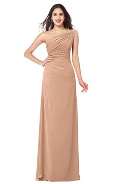 ColsBM Molly Almost Apricot Plain A-line Sleeveless Half Backless Floor Length Plus Size Bridesmaid Dresses