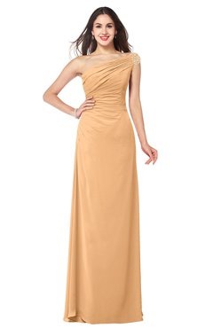 ColsBM Molly Apricot Plain A-line Sleeveless Half Backless Floor Length Plus Size Bridesmaid Dresses