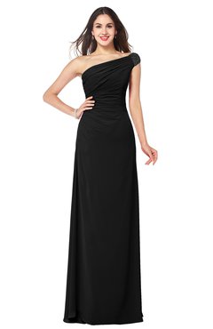 ColsBM Molly Black Plain A-line Sleeveless Half Backless Floor Length Plus Size Bridesmaid Dresses