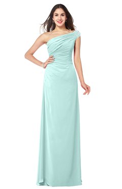 ColsBM Molly Blue Glass Plain A-line Sleeveless Half Backless Floor Length Plus Size Bridesmaid Dresses