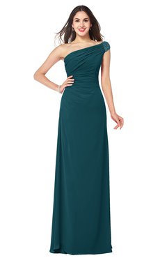ColsBM Molly Blue Green Plain A-line Sleeveless Half Backless Floor Length Plus Size Bridesmaid Dresses