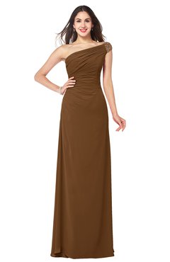 ColsBM Molly Brown Plain A-line Sleeveless Half Backless Floor Length Plus Size Bridesmaid Dresses
