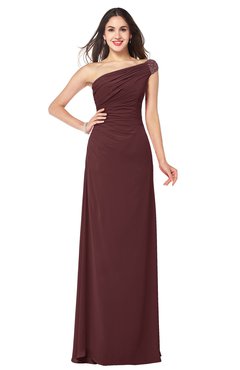 ColsBM Molly Burgundy Plain A-line Sleeveless Half Backless Floor Length Plus Size Bridesmaid Dresses