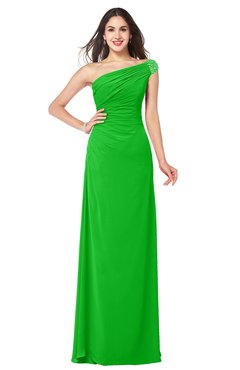 ColsBM Molly Classic Green Plain A-line Sleeveless Half Backless Floor Length Plus Size Bridesmaid Dresses