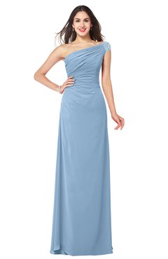 ColsBM Molly Dusty Blue Plain A-line Sleeveless Half Backless Floor Length Plus Size Bridesmaid Dresses