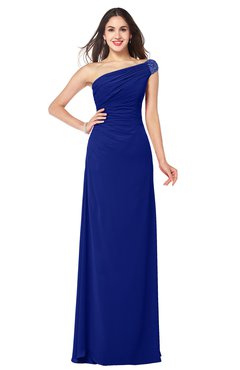 ColsBM Molly Electric Blue Plain A-line Sleeveless Half Backless Floor Length Plus Size Bridesmaid Dresses