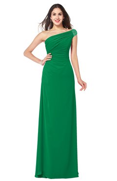 ColsBM Molly Green Plain A-line Sleeveless Half Backless Floor Length Plus Size Bridesmaid Dresses