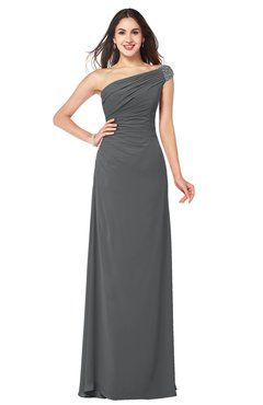 ColsBM Molly Grey Plain A-line Sleeveless Half Backless Floor Length Plus Size Bridesmaid Dresses