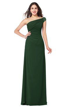 ColsBM Molly Hunter Green Plain A-line Sleeveless Half Backless Floor Length Plus Size Bridesmaid Dresses