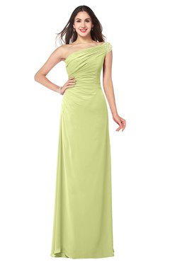 ColsBM Molly Lime Green Plain A-line Sleeveless Half Backless Floor Length Plus Size Bridesmaid Dresses