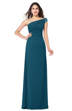 ColsBM Molly Moroccan Blue Plain A-line Sleeveless Half Backless Floor Length Plus Size Bridesmaid Dresses