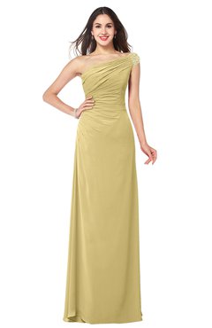 ColsBM Molly New Wheat Plain A-line Sleeveless Half Backless Floor Length Plus Size Bridesmaid Dresses