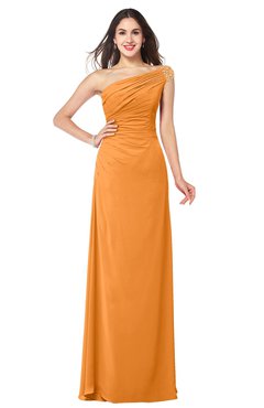 ColsBM Molly Orange Plain A-line Sleeveless Half Backless Floor Length Plus Size Bridesmaid Dresses