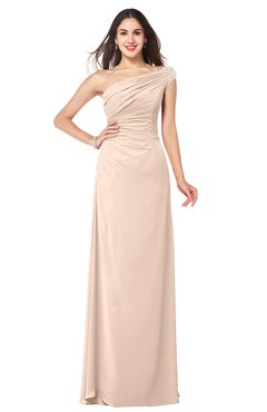 ColsBM Molly Peach Puree Plain A-line Sleeveless Half Backless Floor Length Plus Size Bridesmaid Dresses