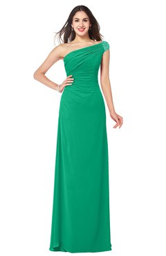 ColsBM Molly Pepper Green Plain A-line Sleeveless Half Backless Floor Length Plus Size Bridesmaid Dresses