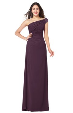 ColsBM Molly Plum Plain A-line Sleeveless Half Backless Floor Length Plus Size Bridesmaid Dresses