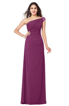 ColsBM Molly Raspberry Plain A-line Sleeveless Half Backless Floor Length Plus Size Bridesmaid Dresses