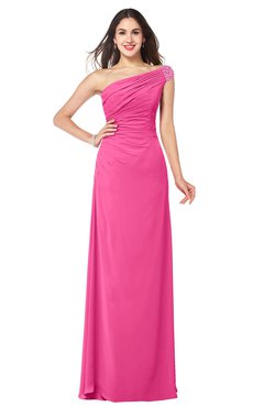 ColsBM Molly Rose Pink Plain A-line Sleeveless Half Backless Floor Length Plus Size Bridesmaid Dresses