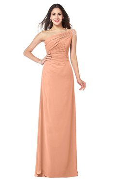 ColsBM Molly Salmon Plain A-line Sleeveless Half Backless Floor Length Plus Size Bridesmaid Dresses