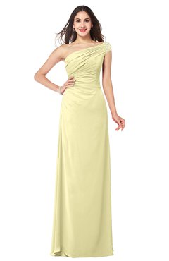 ColsBM Molly Soft Yellow Plain A-line Sleeveless Half Backless Floor Length Plus Size Bridesmaid Dresses