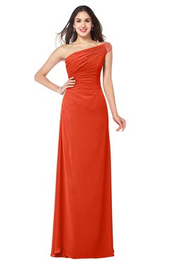 ColsBM Molly Tangerine Tango Plain A-line Sleeveless Half Backless Floor Length Plus Size Bridesmaid Dresses