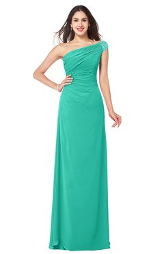 ColsBM Molly Viridian Green Plain A-line Sleeveless Half Backless Floor Length Plus Size Bridesmaid Dresses