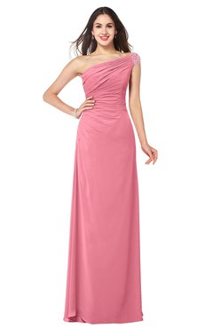 ColsBM Molly Watermelon Plain A-line Sleeveless Half Backless Floor Length Plus Size Bridesmaid Dresses