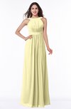 ColsBM Alicia Soft Yellow Glamorous A-line Thick Straps Sleeveless Chiffon Sash Plus Size Bridesmaid Dresses